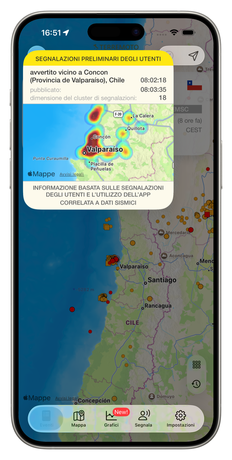 Segnalazioni preliminari degli utenti per un evento appena percepito